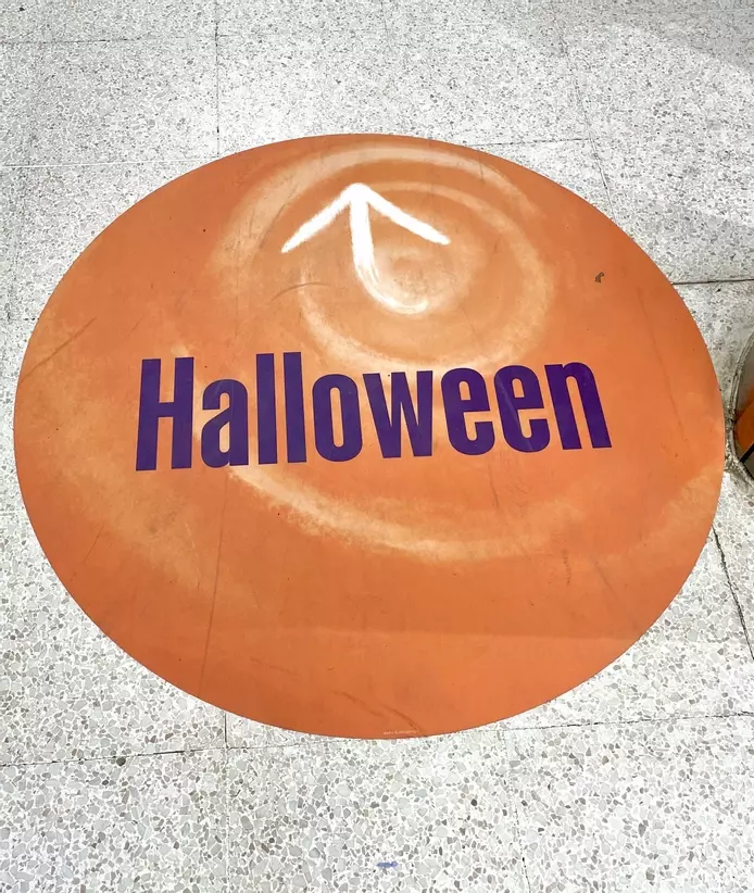 hand illustrated orange swirl for Halloween at Waitrose 
